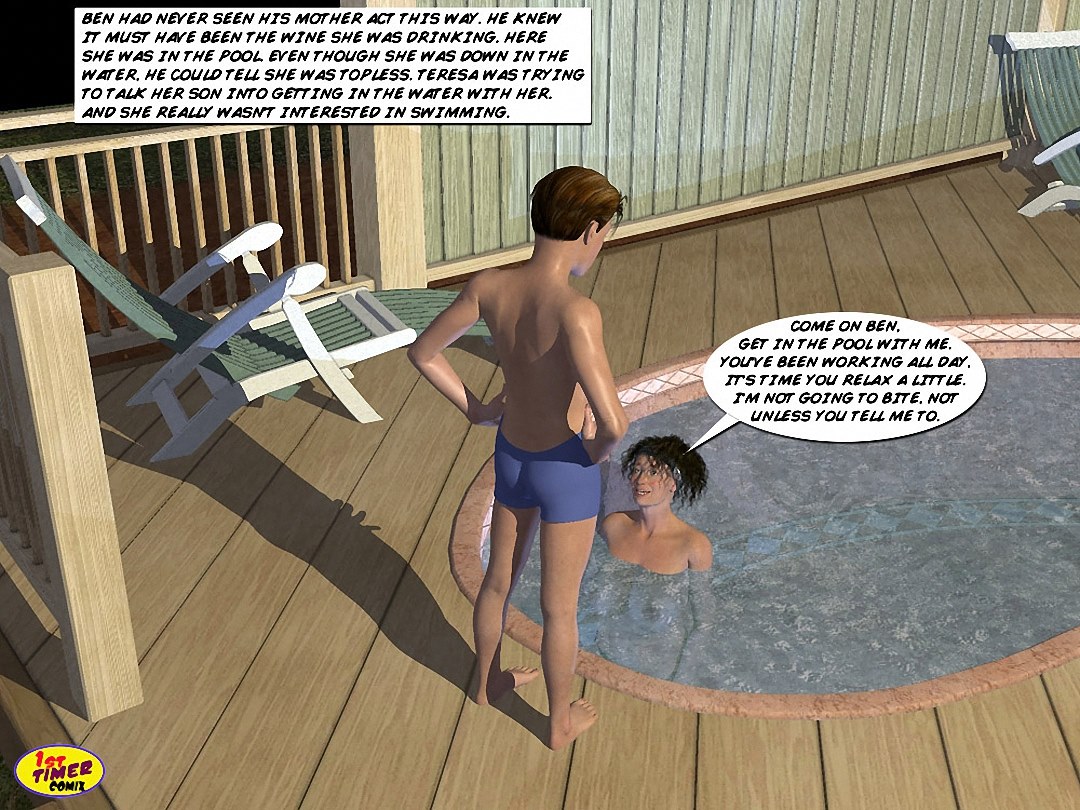Mom and Son Pool Side- 1st timer
