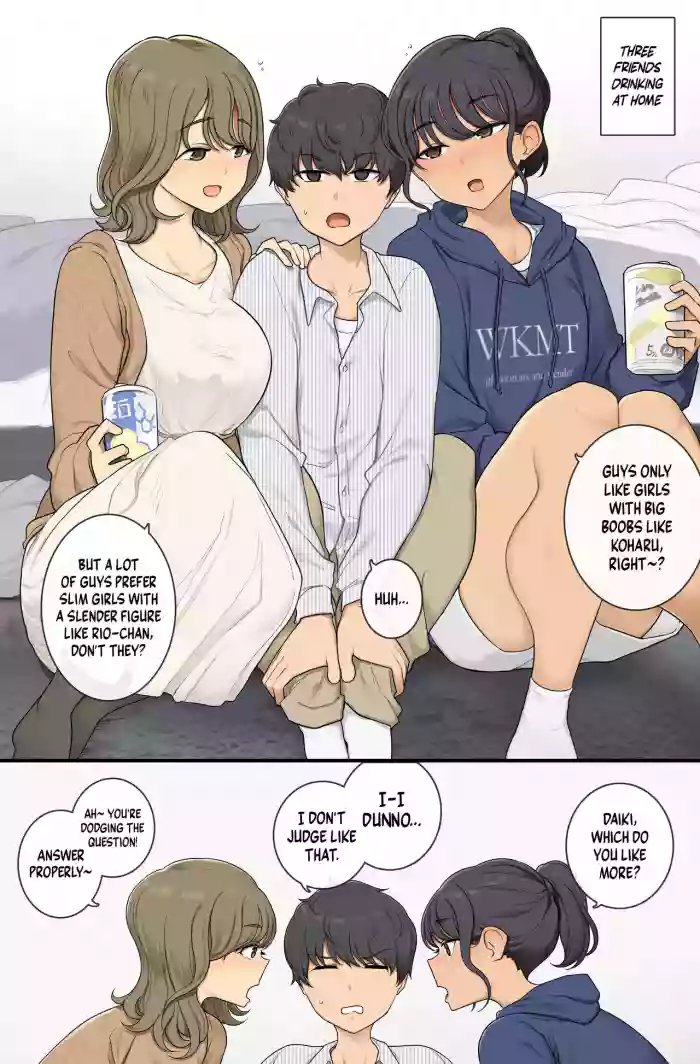 [Wakamatsu] Kyasha to Homan no Ma Ni Tatasa Reru 3P | Threesome Caught Between Slim And Voluptuous [English]