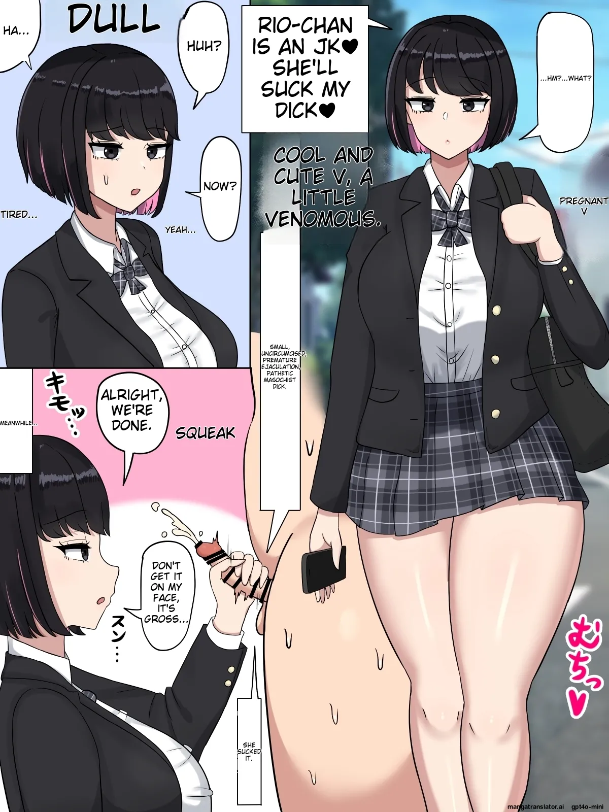 [Tanechikoya (Tanehijiri)] Cool-kei JK Rio-chan ~Sochin to Dekachin no Hannou no Chigai~ [MTL]