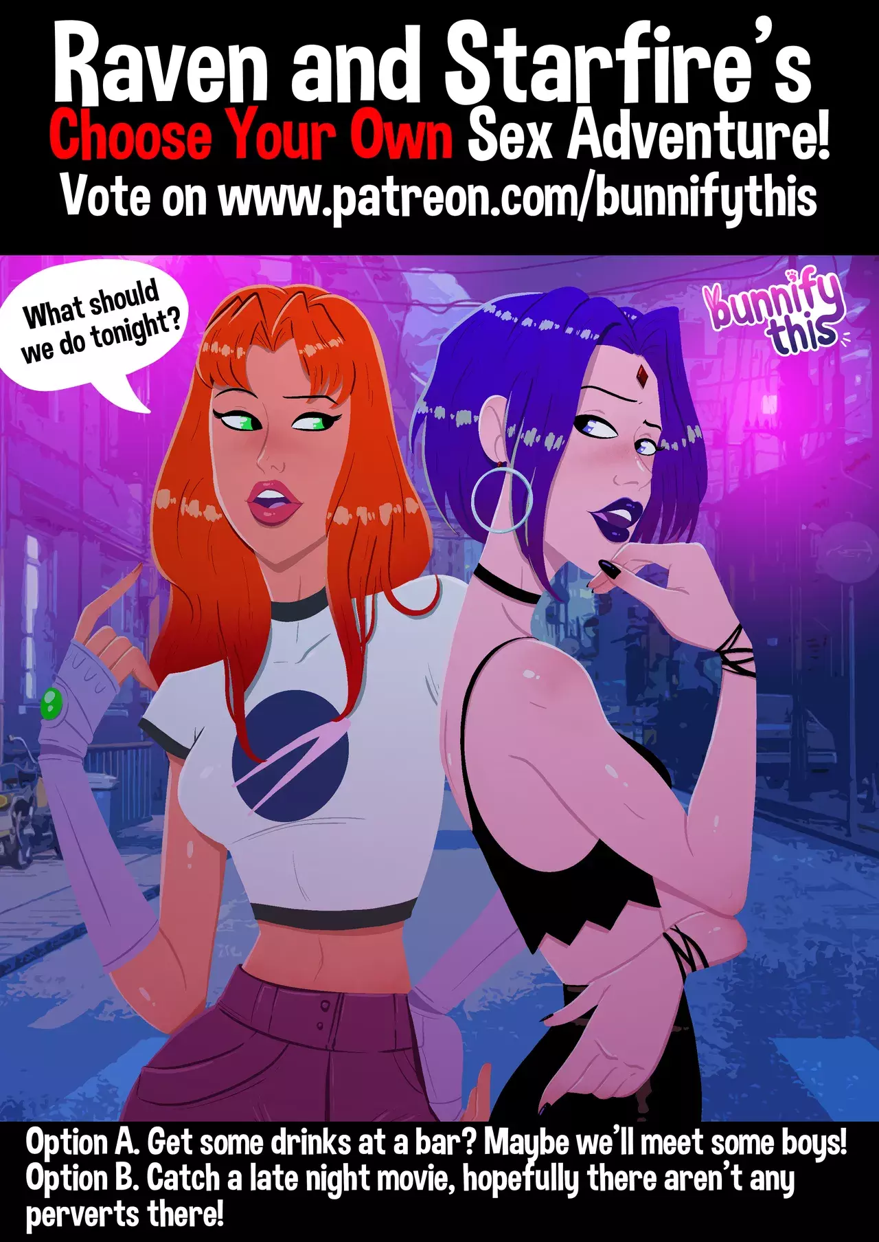 Raven and Starfire's Night Out CYOA Comic (Teen Titans) [Bunnify This]