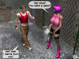 Alley Slut-Interracial sex 3DTeen Slut