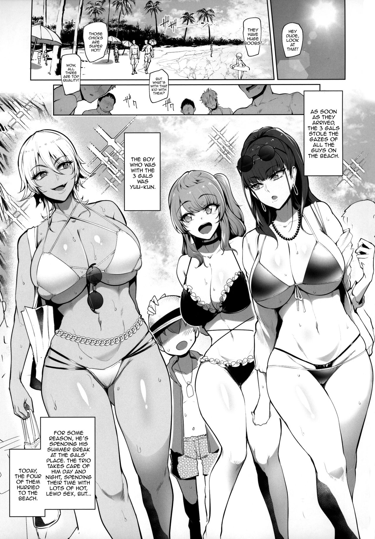 Read (C96) [A Gokuburi (Sian)] Odekake Shita no wa H na Gal Onee-chan-tachi  to no Umi deshita | Visiting the beach with the lewd gal onee-sans  [English] [Tabunne Scans] | HentaiHand